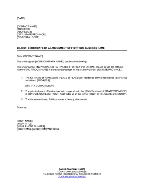 abandonment of assumed name certificate.